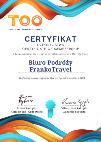 Certyfikat Turystyczna Organizacja Otwarta